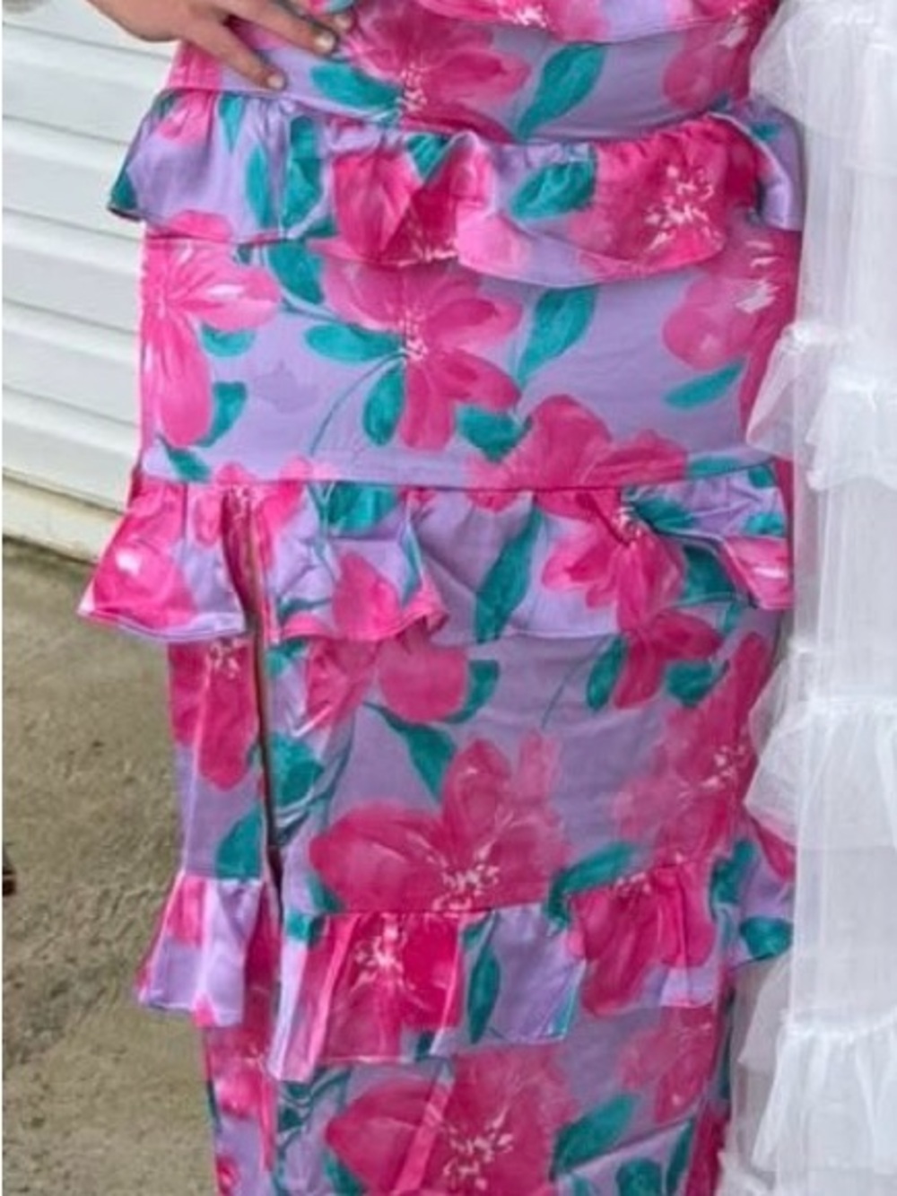 Show Me Your MuMu Kids Lavender Dress with Pink Floral Print